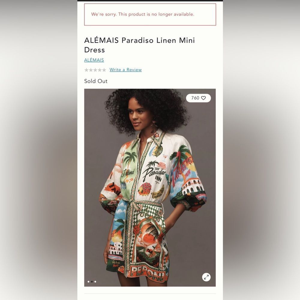 Alemais Multicolor Paradiso Linen Mini Dress Brand New with Tags